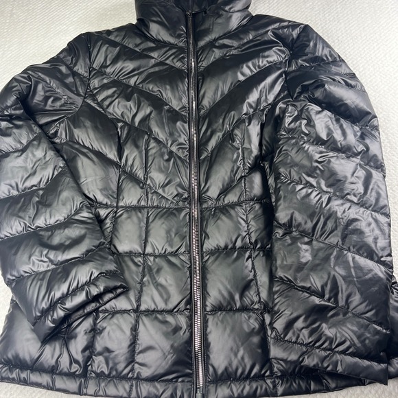 Kenneth Cole New York Black Down Puffer Jacket Women's L Lightweight Quilted - Picture 1 of 7